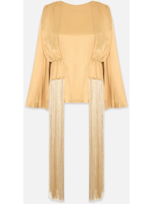 Setre Amber Saçak Detaylı, Uzun Kollu Rahat Kesim Bluz