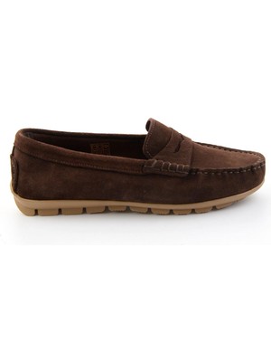 Bambi Kahve Hakiki Deri Kadın Loafer Ayakkabı K01680000102