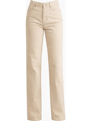 Setre Bej %100 Pamuk Tam Kalıp Cep Detaylı Jean