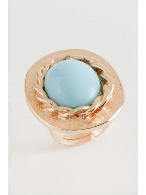 Renklime Oval Turkuaz Taşlı Yüzük