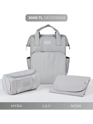 Lucina Lily Bebek Bakım Seti: Lily Anne Bebek Termal Bakım Çantası & Myra Organizer & Nomi Alt Açma Pedi
