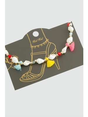 Renklime Deniz Kabuğu Püskül Boncuk Halhal