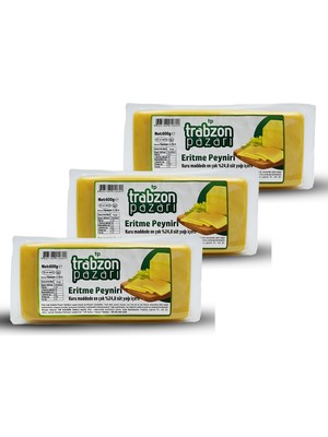 Trabzon Pazarı Taze Kaşar, Eritme Peyniri 3x600 Gr