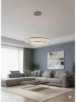 Light House 2 Daireli Akrilik Modern Sarkıt Salon Avizesi