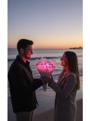 Vibecomtr Pembe LED Işıklı Kelebek Buketi | Sevgiliye Özel