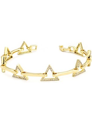 Brezza Lusso Jewelry Geometrik Işıltı Üçgen Altın Kaplama Kadın Bileklik
