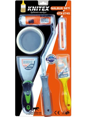 Cekar Store 5pcs  Boyacı - Nalbur Set  Spatula - Kestirme Fırça - Yedek Rulo - Bant - 10CM Fırça (5324)