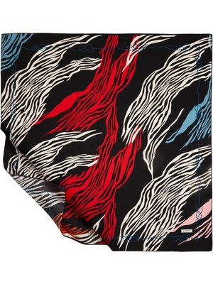 Emproyal Ipekevi Twill Ipek Eşarp - Yosun Desenli - Siyah Bordo