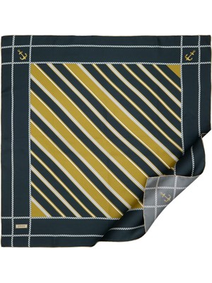 İpekevi Ipekevi Twill Ipek Eşarp - Marin Desenli - Lacivert