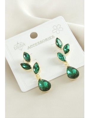 Zero Land Xmpdby Çiçek Damla Taşlı Metal Küpe - Gümüş Rengi