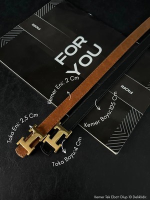 Fiori 2'li 2 cm H Tokalı Kadın Pantolon Kemeri, Ceket Kemeri, Gömlek Kemeri, Elbise Kemeri