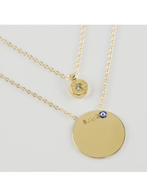 Renklime Boş Plaka Figürlü Ikili Kolye