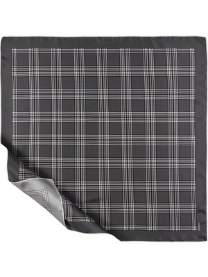 İpekevi Ipekevi Twill Ipek Eşarp - Marled Ekose Desenli - Füme