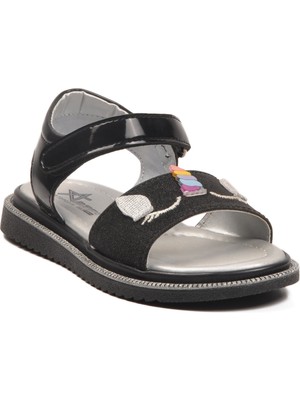 Walkway Ayakmod 25T105 P Siyah Simli Kız Ortopedik Çocuk Sandalet