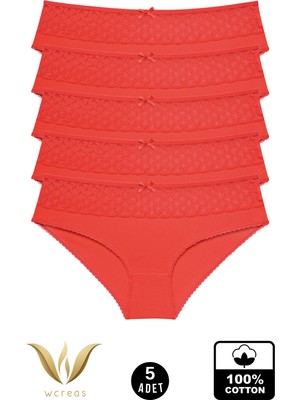 wcreas Dantelli Pamuklu Kadın Bato Külot, 5'li Paket Pamuklu Yumuşak Kumaş Kadın Külot