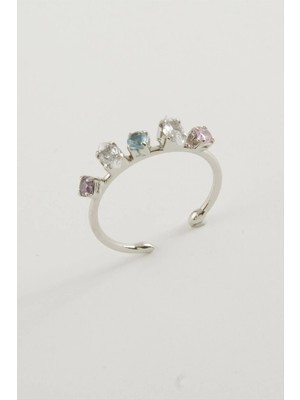 Renklime Oval Renkli Taşlı Yüzük