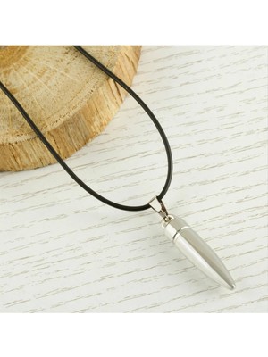 Renklime Mermi Metal Vinlex Deri Kolye