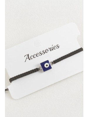 Renklime Kare Nazar Makrome Örgülü Bileklik