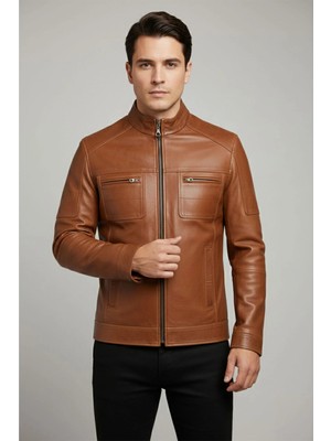 Deriderim Taba Everest Hakim Yaka Erkek Hakiki Deri Mont