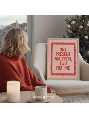 Ninastore Onlara Bir Hediye, Bana Iki Hediye / Komik Noel Tipografisi Baskılı Duvar Sanatı / Sevimli ve Şık Ta