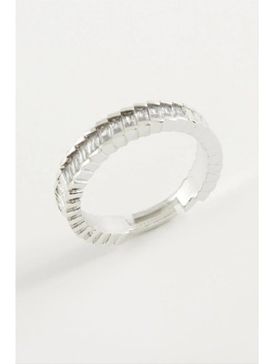 Renklime Baget Taşlı Metal Yüzük