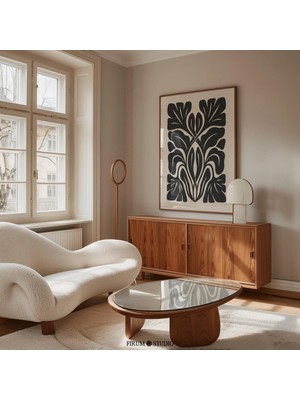 Ninastore Siyah ve Bej Tonlarında Duygusal Soyut Botanik Baskılı Duvar Sanatı / Koyu Boho Estetik Oda Dekorasy