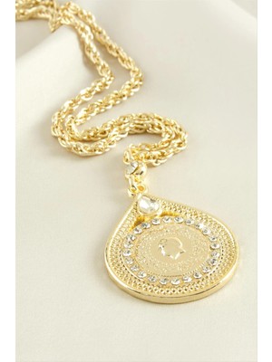 Renklime Tuğra Taşlı Uçlu Kolye