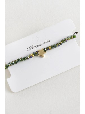 Renklime Yıldız Kristal Makrome Ip Bileklik