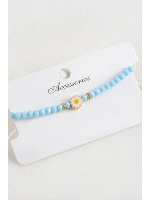 Renklime Papatya Kristal Makrome Ip Bileklik