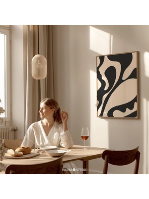 Ninastore Bej ve Siyah Tonlarında Duygusal Soyut Indirilebilir Sanat Eseri / Organik Minimalist Sanat Baskısı
