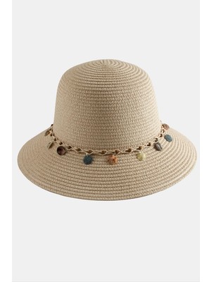 Renklime Boncuk Örme Hasır Şapka
