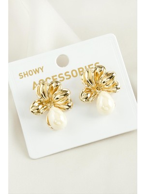 Renklime Çiçek Damla Trend Inci Küpe