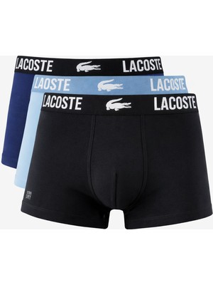 Lacoste Ultra Dry Cotton Stretch Ultra Comfortable Trunk Erkek 3lü Boxer Mavi Lacivert Siyah