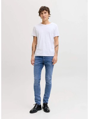 Jack & Jones Düşük Bel Slim Fit Mavi Erkek Denim Pantolon 12289499 Jjıglenn Jjorıgınal Ns 501