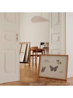 Ninastore Kelebek Suluboya/ Nötr Vintage Sanat/ Dijital Indirme/ Çiftlik Evi Dekorasyonu/ Kır Evi Tarzı Baskı/