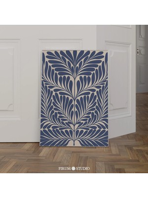 Ninastore Indigo Botanik Baskılı Sanat Eseri / Apartmanlar Için Trend Modern Dekorasyon / Eklektik Loft Duvar