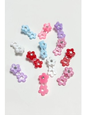 Renklime Çiçek Taşlı Örgü Aksesuar 12 Adet