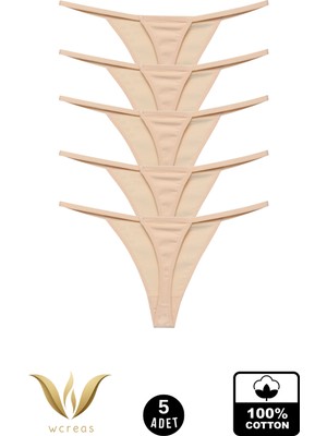 wcreas Kadın Ipli Tanga, Pamuklu Yumuşak Kumaş G-String Tanga 5'li Paket