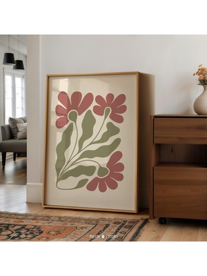 Ninastore Boho Soyut Botanik Baskılı Duvar Sanatı – Toprak Tonlarında Soluk Çiçek Deseni / Modern Eklektik Otu