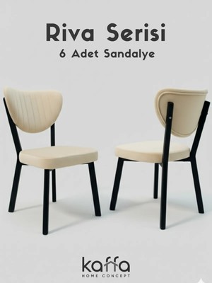 Kaffahome Riva , Modern Mutfak Sandalyesi, Yemek Odası Sandalyesi, Bahçe, Kafe - 6 Adet Krem Sandalye