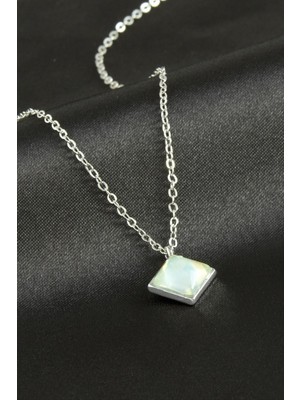 Renklime Kare Cam Kolye