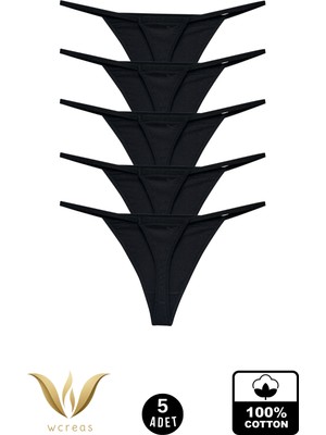 wcreas Kadın Ipli Tanga, Pamuklu Yumuşak Kumaş G-String Tanga 5'li Paket