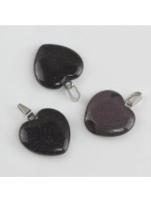 Renklime Lacivert Yıldız Kalpli Doğaltaş Kolye Ucu