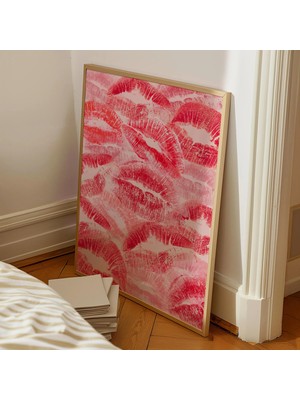 Ninastore Retro Öpücük Dudaklar Duvar Sanatı / Kırmızı Pembe Öpücükler Posteri / Trend Duvar Sanatı / Yazdırıl
