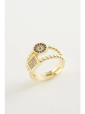 Renklime Kare Nazar Taşlı Yüzük