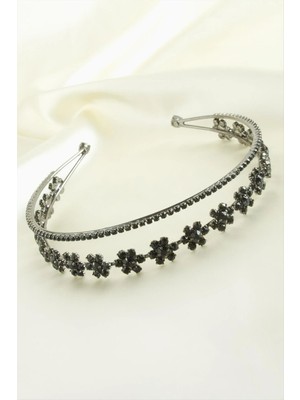 Renklime Çiçek Lüks Taşlı Gelin Tacı