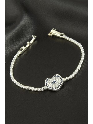 Renklime Dalgalı Oval Zirkon Taşlı Çocuk Bileklik 16 cm