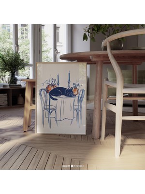 Ninastore Siyah Kedi Baskılı Cadılar Bayramı Duvar Dekoru/ Çağdaş Gotik Poster/ Ürkütücü Yemek Odası Duvar San