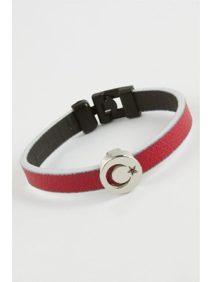 Renklime Ay Yıldız Kaliteli Suni Deri Bileklik