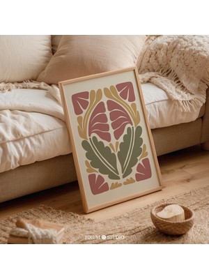 Ninastore Sıcak Toprak Tonlarında Soyut Botanik Sanat Baskısı / Eklektik Boho Duvar Dekoru / Modern Organik Çi